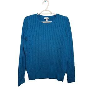 St Johns Bay cable knit fisherman sweater womens medium preppy classic coastal